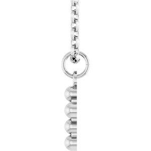 14K White Gold Beaded Cross 18" Necklace