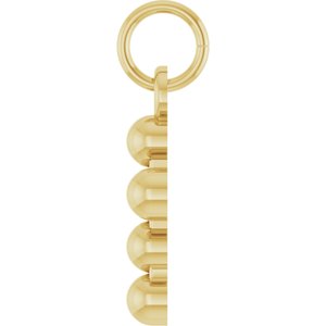 14K Yellow Gold Beaded Cross Pendant