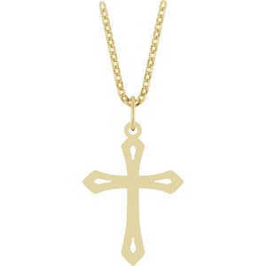 14K Yellow Gold Cross 18" Necklace