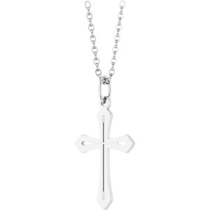 14K White Gold Cross 18" Necklace
