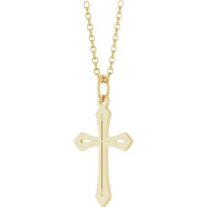 14K Yellow Gold Cross 18" Necklace