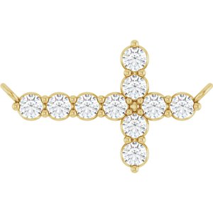14K Yellow Gold 1/3 CTW Lab-Grown Diamond Sideways Cross Necklace Center