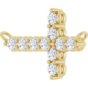 14K Yellow Gold 1/4 CTW Natural Diamond Sideways Cross Necklace Center