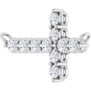 14K White Gold 1/4 CTW Natural Diamond Sideways Cross Necklace Center