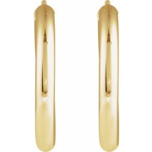 14K Yellow Gold Round Tube 40 mm Hoop Earrings