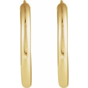 14K Yellow Gold Round Tube 45 mm Hoop Earrings