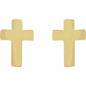 14K Yellow Gold 7x5 mm Cross Earrings