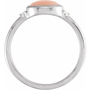 Platinum Natural Pink Coral & .03 CTW Natural Diamond Ring