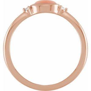 14K Rose Gold Natural Pink Coral & .03 CTW Natural Diamond Ring