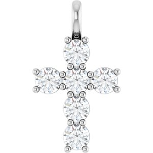 14K White Gold 9/10 CTW Natural Diamond Pendant