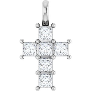 14K White Gold 1/2 CTW Natural Diamond Pendant