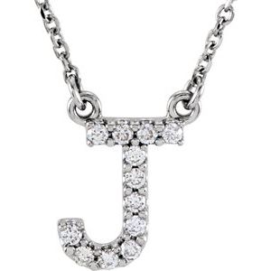 14K White Gold 1/10 CTW Natural Diamond Initial J 16" Necklace