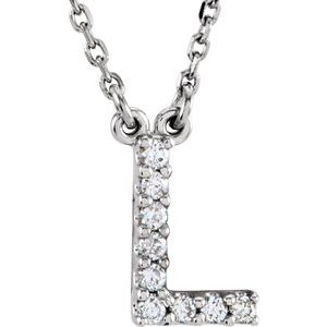 14K White Gold .08 CTW Natural Diamond Initial L 16" Necklace