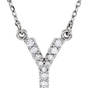 14K White Gold .08 CTW Natural Diamond Initial Y 16" Necklace