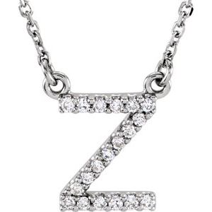 14K White Gold .08 CTW Natural Diamond Initial Z 16" Necklace