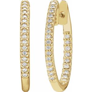 14K Yellow Gold 1/4 CTW Natural Diamond Inside-Outside 20.8 mm Hoop Earrings