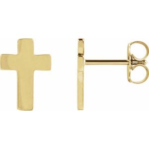 14K Yellow Gold 7x5 mm Cross Earrings