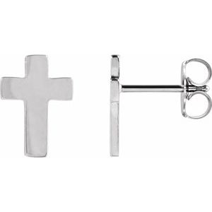 14K White Gold 7x5 mm Cross Earrings