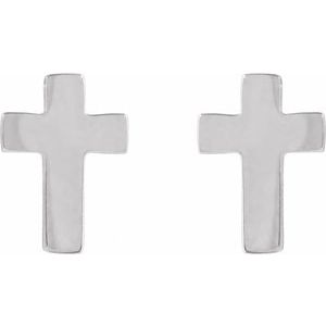14K White Gold 7x5 mm Cross Earrings