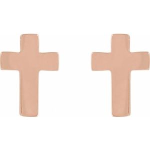 14K Rose Gold 7x5 mm Cross Earrings