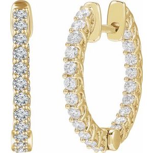 14K Yellow Gold 1 CTW Natural Diamond Inside-Outside 20.1 mm Hoop Earrings
