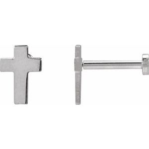14K White Gold 7x5 mm Cross Earrings