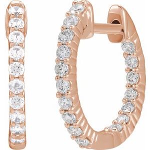 14K Rose Gold 1/2 CTW Lab-Grown Diamond Inside-Outside Hinged 14.5 mm Hoop Earrings