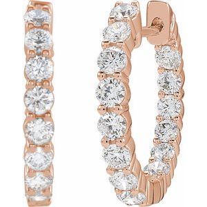 14K Rose Gold 2 CTW Lab-Grown Diamond Inside-Outside Hinged 20 mm Hoop Earrings