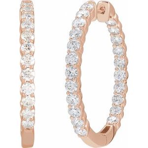 14K Rose Gold 3 CTW Natural Diamond Inside-Outside Hinged 30 mm Hoop Earrings