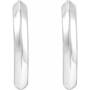 14K White Gold Knife-Edge Hinge 15 mm Hoop Earrings