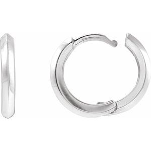 Sterling Silver Knife-Edge Hinge 15 mm Hoop Earrings