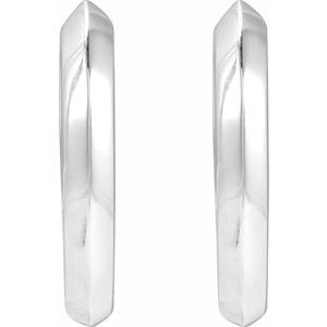 14K White Gold Knife-Edge Hinge 12.5 mm Hoop Earrings