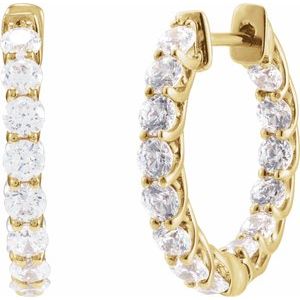 14K Yellow Gold 2 1/5 CTW Lab-Grown Diamond Inside-Outside 19.7 mm Hoop Earrings