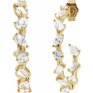 14K White Gold 2 CTW Lab-Grown Diamond 24.4 mm Hoop Earrings