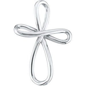 14K White Gold Infinity-Inspired Cross Pendant