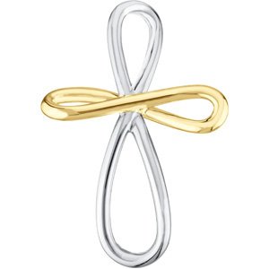 Sterling Silver & 14K Yellow Gold Infinity-Inspired Cross Pendant