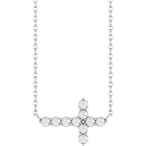 14K White Gold 1/4 CTW Natural Diamond Sideways Cross 18" Necklace