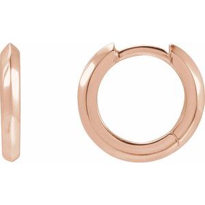 14K Rose Gold Knife-Edge Hinge 12.5 mm Hoop Earring