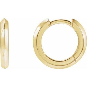 14K Yellow Gold Knife-Edge Hinge 12.5 mm Hoop Earrings