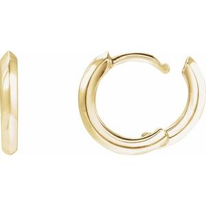 14K Yellow Gold Knife-Edge Hinge 12.5 mm Hoop Earrings