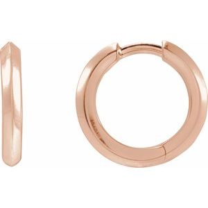 14K Rose Gold Knife-Edge Hinge 15 mm Hoop Earrings