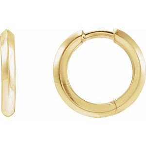 14K Yellow Gold Knife-Edge Hinge 15 mm Hoop Earring