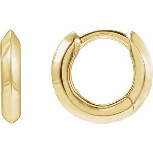 14K Yellow Gold Knife-Edge Hinge 10 mm Hoop Earrings