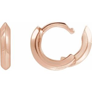 14K Rose Gold Knife-Edge Hinge 10 mm Hoop Earrings