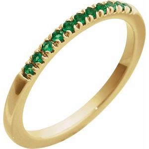 10K Yellow Gold Lab-Grown Emerald Stackable Ring