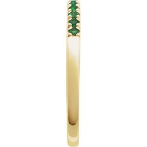 10K Yellow Gold Lab-Grown Emerald Stackable Ring