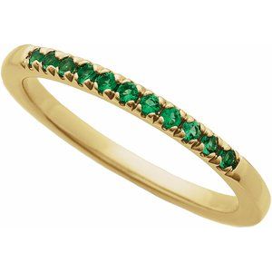 14K Yellow Gold Natural Emerald Stackable Ring