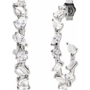 14K White Gold 2 CTW Lab-Grown Diamond 24.4 mm Hoop Earrings