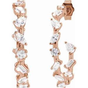 14K Rose Gold 2 CTW Lab-Grown Diamond 24.4 mm Hoop Earrings