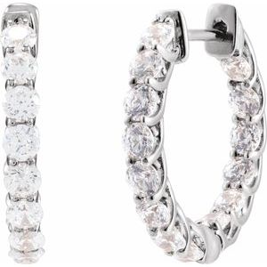 14K White Gold 2 1/5 CTW Lab-Grown Diamond Inside-Outside 19.7 mm Hoop Earrings